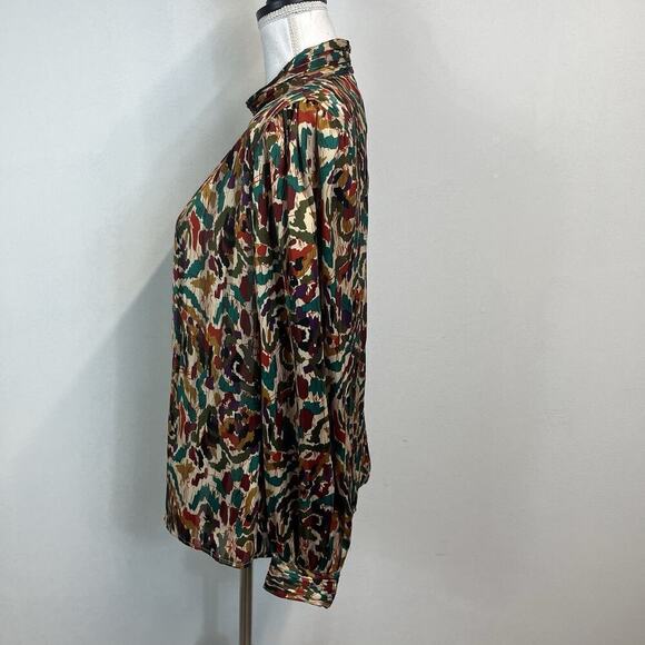 Vintage Notations Blouse sz 10 Orange Green Purple Career Shoulder Pads 90's Y2K - Picture 7 of 12